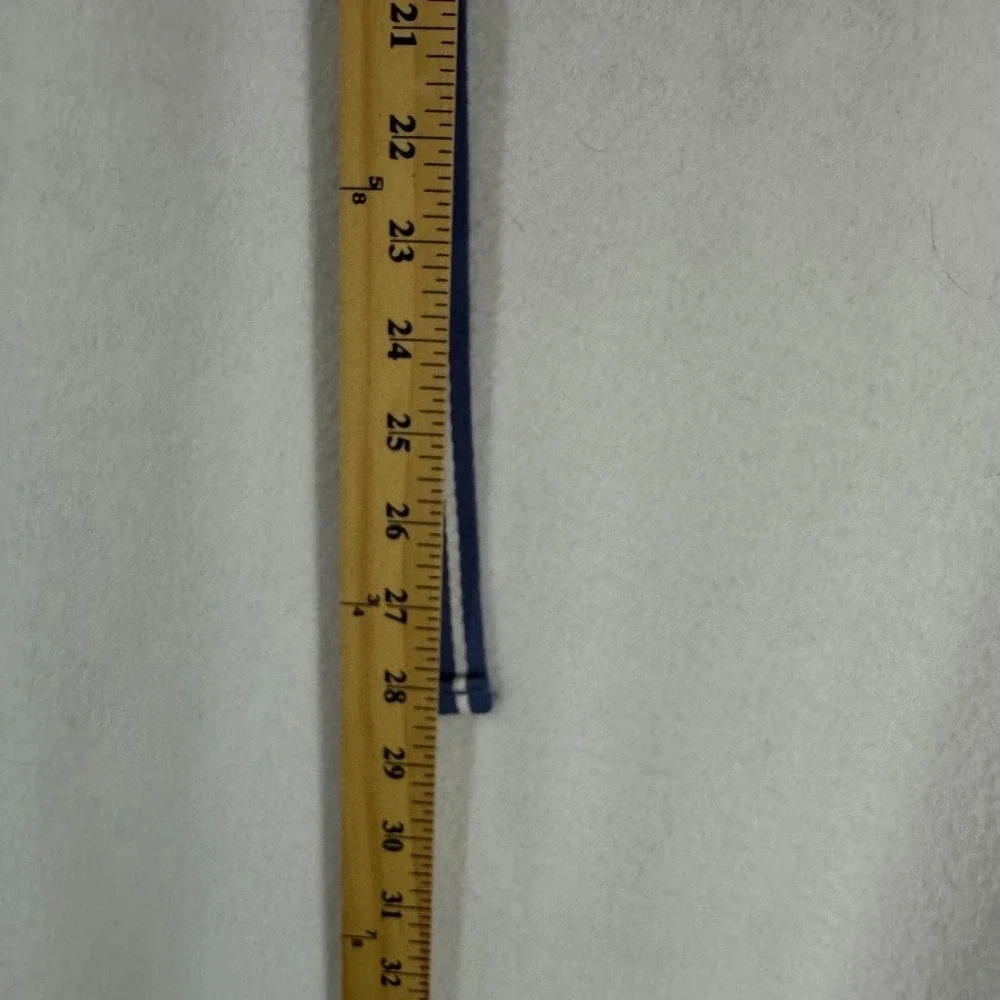 Blue & White Striped Elastic Stretch Belt Double D-Ring Adjustable Casual